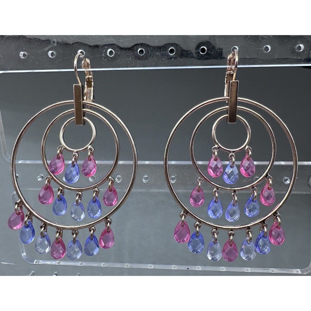 Joan Rivers Chandelier Teardrop Dangle Earrings Rose Gold 2”